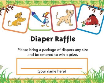 Lion King Diaper Raffle Ticket - Etsy