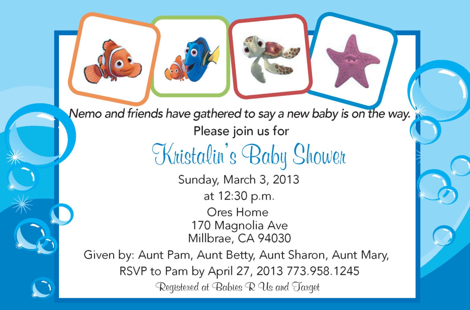Finding Nemo Baby Shower Invitation Etsy
