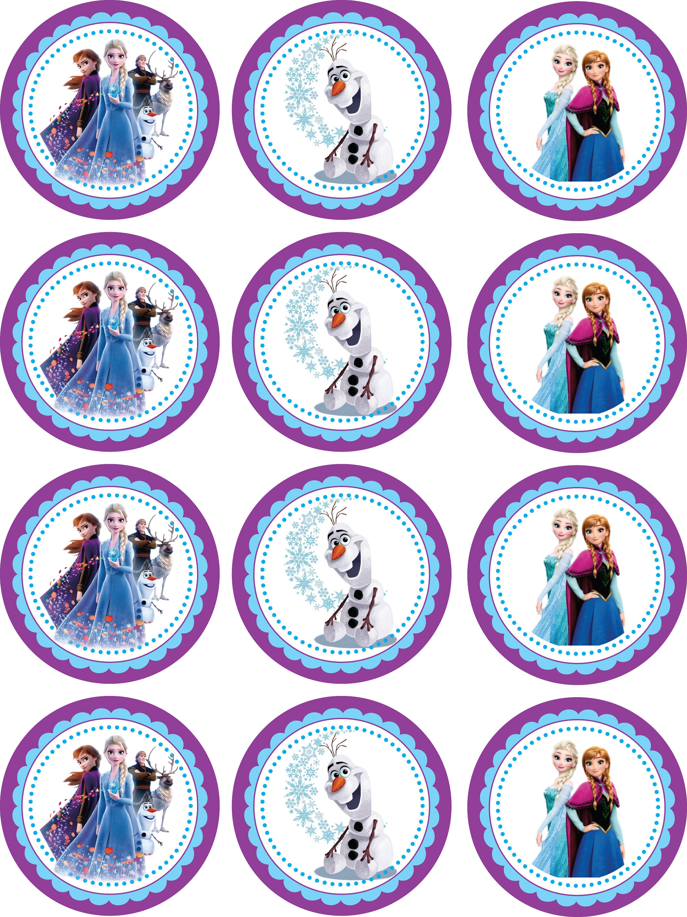 frozen cupcake toppers or tags etsy