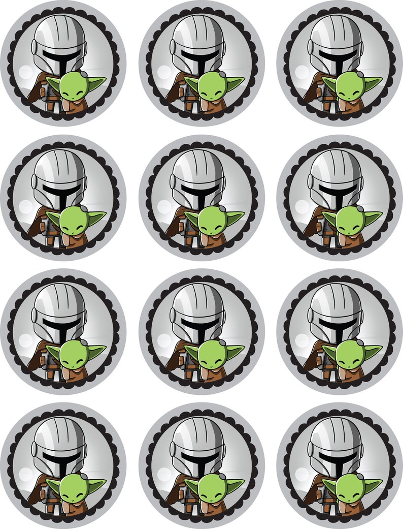 Baby Yoda and Mandalorian Printable Birthday Cupcake Toppers Etsy