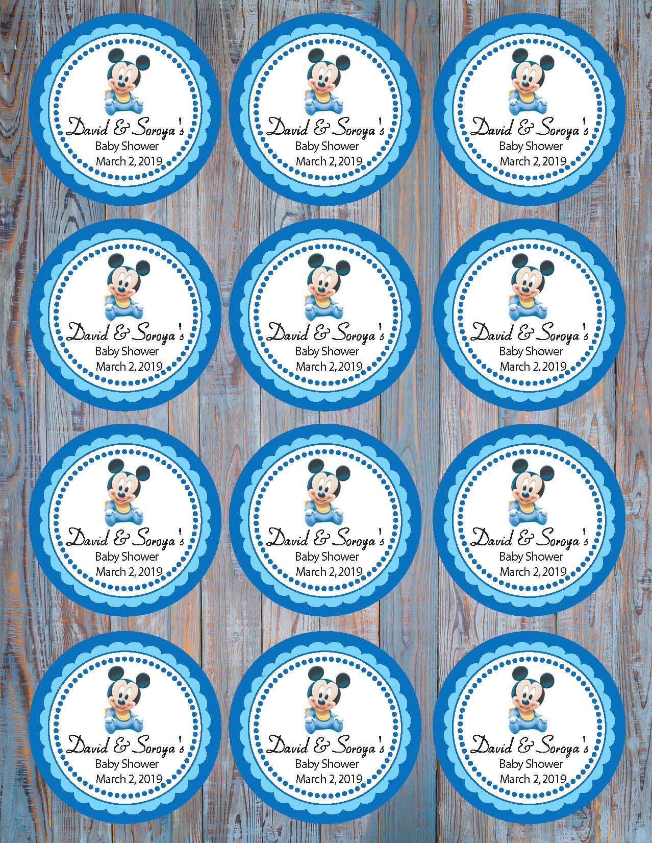 Baby Mickey Printable Cupcake Toppers Etsy