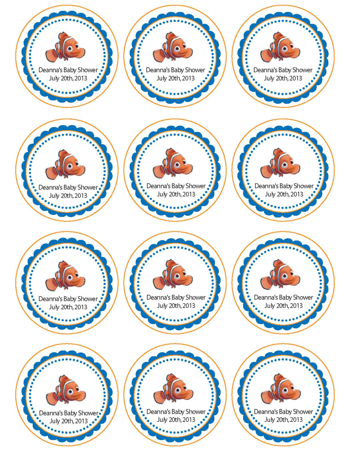 Finding Nemo Printable Cupcake Toppers or Tags | Etsy