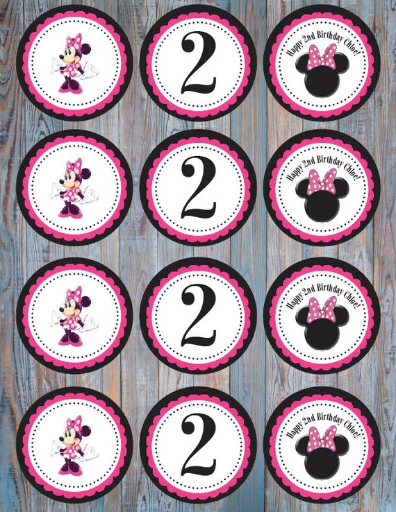 minnie mouse printable cupcake toppers or tags etsy