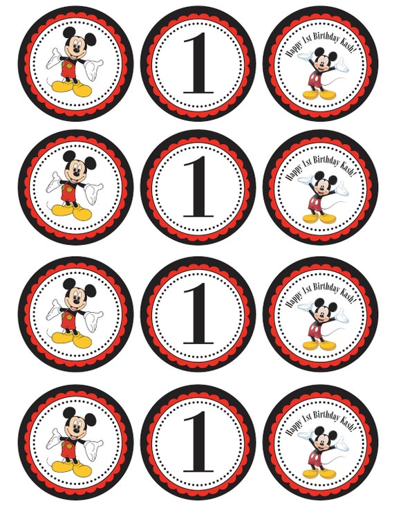 mickey mouse printable cupcake toppers or tags etsy
