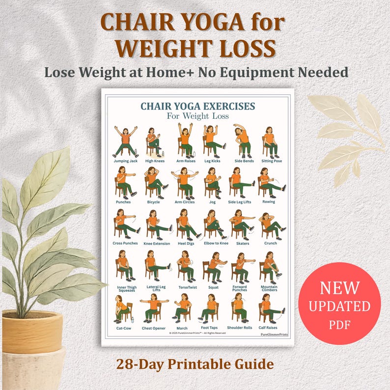 Chair Yoga for Seniors: 28-Day Seated Exercise PDF (Printable Workout Plan) image 1