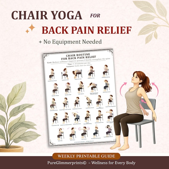 Chair Yoga for Back Pain Relief | Seated Exercises, Seniors & Beginners (Printable PDF)
