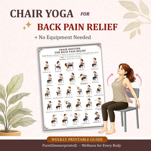 Chair Yoga for Back Pain Relief | Seated Exercises, Seniors & Beginners (Printable PDF)