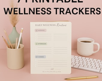 Wellness Planner Printable Bundle: Self-Care Habit Trackers (PDF Download)