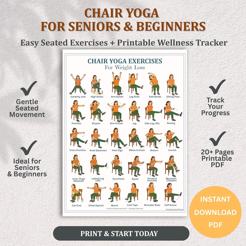 Chair Yoga for Seniors: 28-Day Seated Exercise PDF (Printable Workout Plan) image 9
