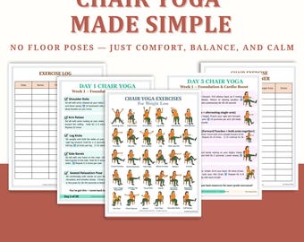 Chair Yoga for Seniors & Beginners - 28-Day Program, Printable PDF, Routine + Trackers