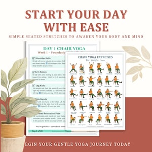 Chair Yoga for Seniors & Beginners - 28-Day Program, Printable PDF, Routine + Trackers