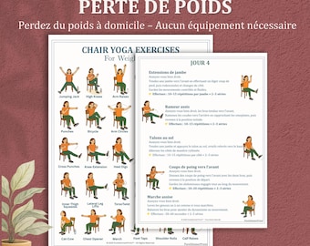 Yoga sur Chaise pour Seniors, Programme 28 Jours Perte de Poids PDF, Exercices Assis à Imprimer Maison,  Idée Cadeau Bien-Être