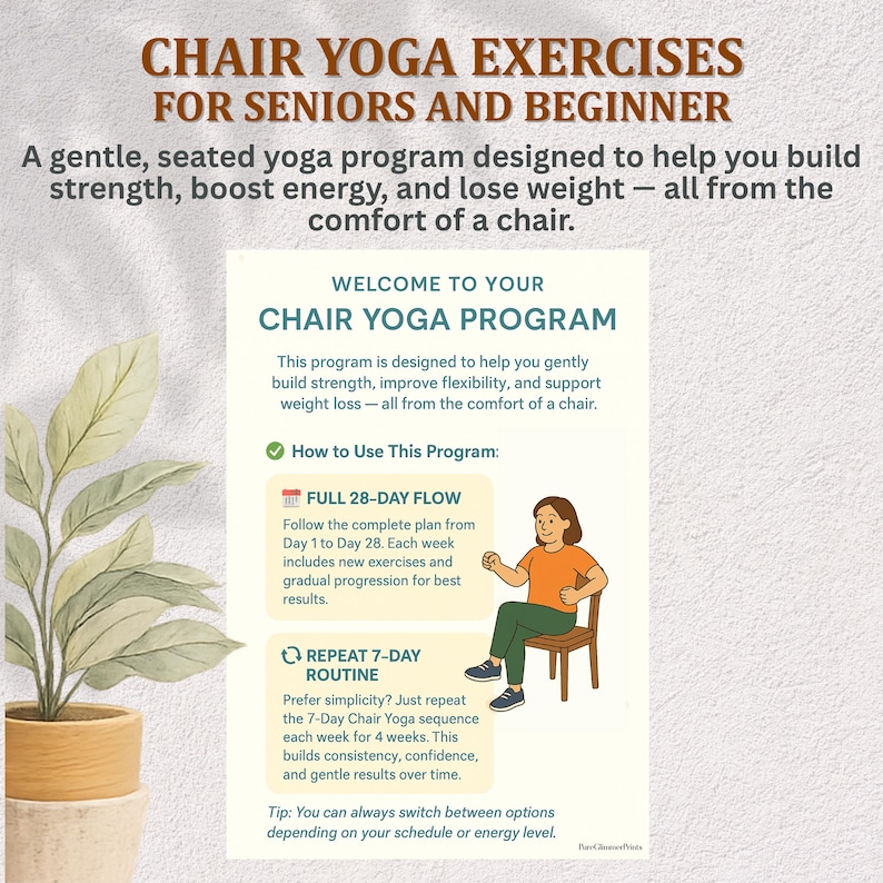 Chair Yoga for Seniors: 28-Day Seated Exercise PDF (Printable Workout Plan) image 3