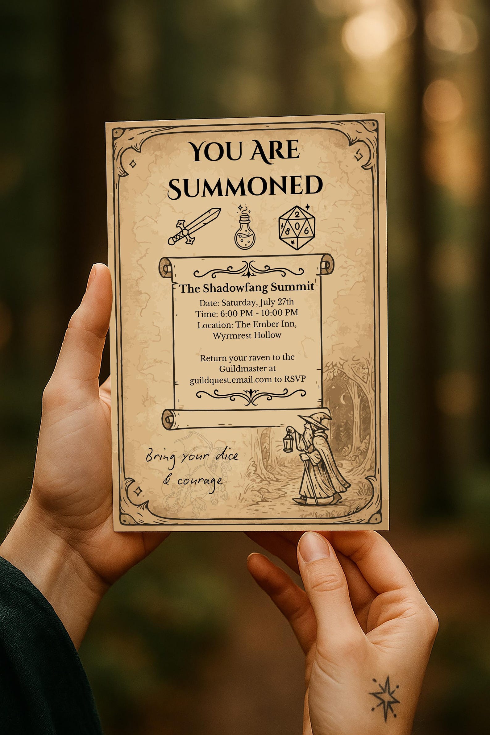 Editable Dnd Invitation Template Fantasy Game Night Party Invite (5x7