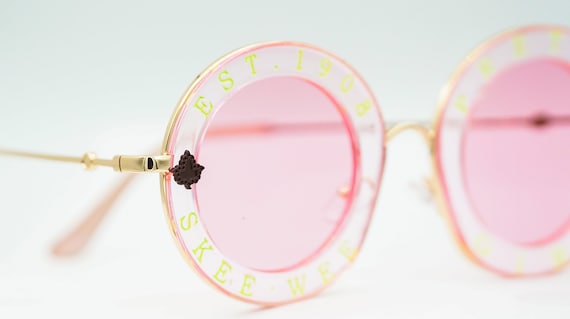 Greek Paraphernalia AKA Alpha Kappa Alpha Sorority Inspired Nalia Pink and Green Round Retro Sunglasses Etsy