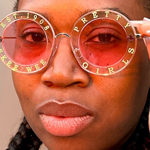 AKA Paraphernalia - Alpha Kappa Alpha Sorority inspired Pink and Green Round Retro Sunglasses