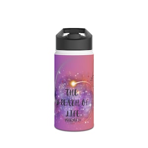 Stainless Steel Water Bottle - The Breath of Life Tumbler, Inspirational Bible Verse, Christian Gift, Scripture Drinkware, Religious Quote
