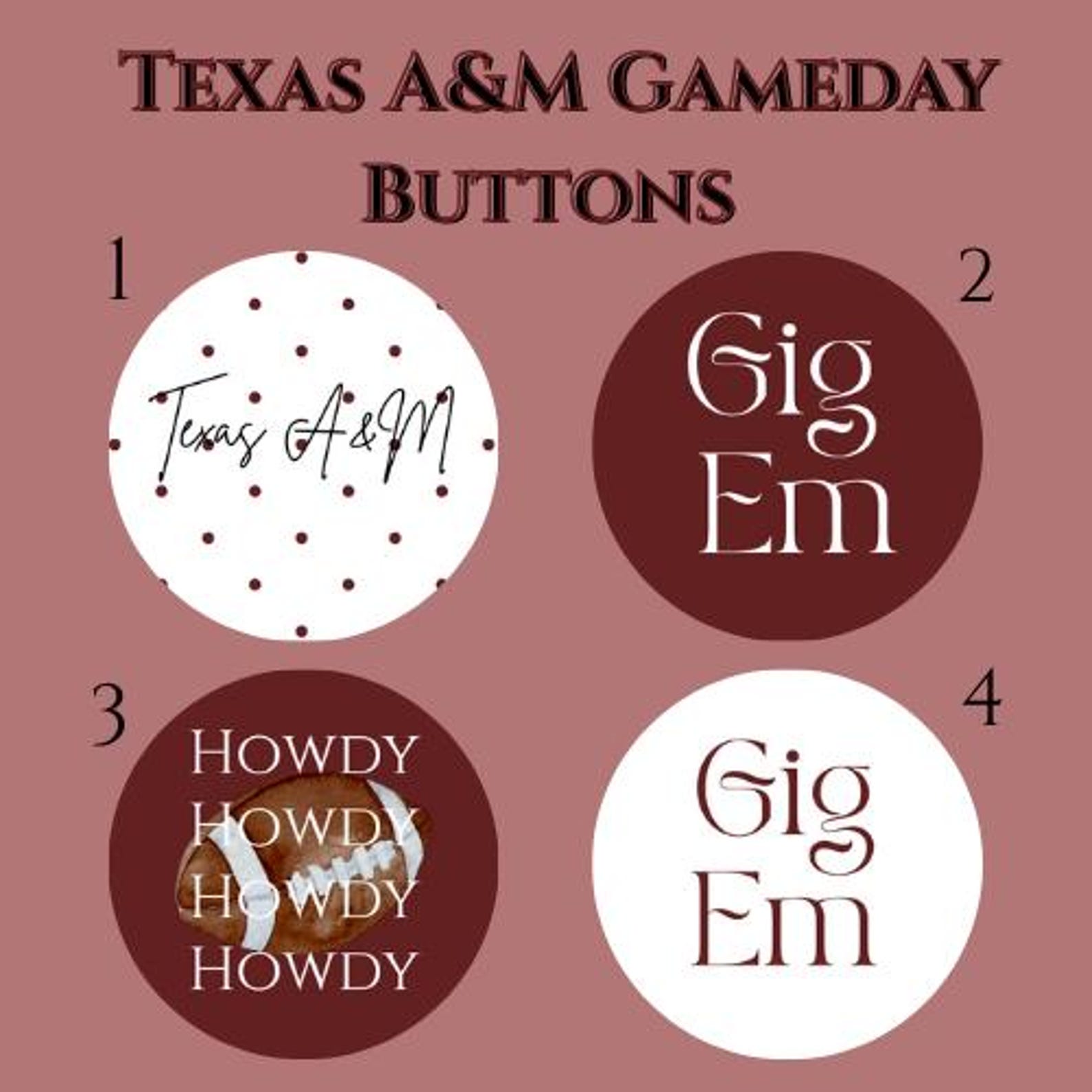Texas A&M University Game Day Buttons - Etsy