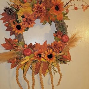 Fall Floral Grapevine Wreath: Autumn Harvest Door Decor