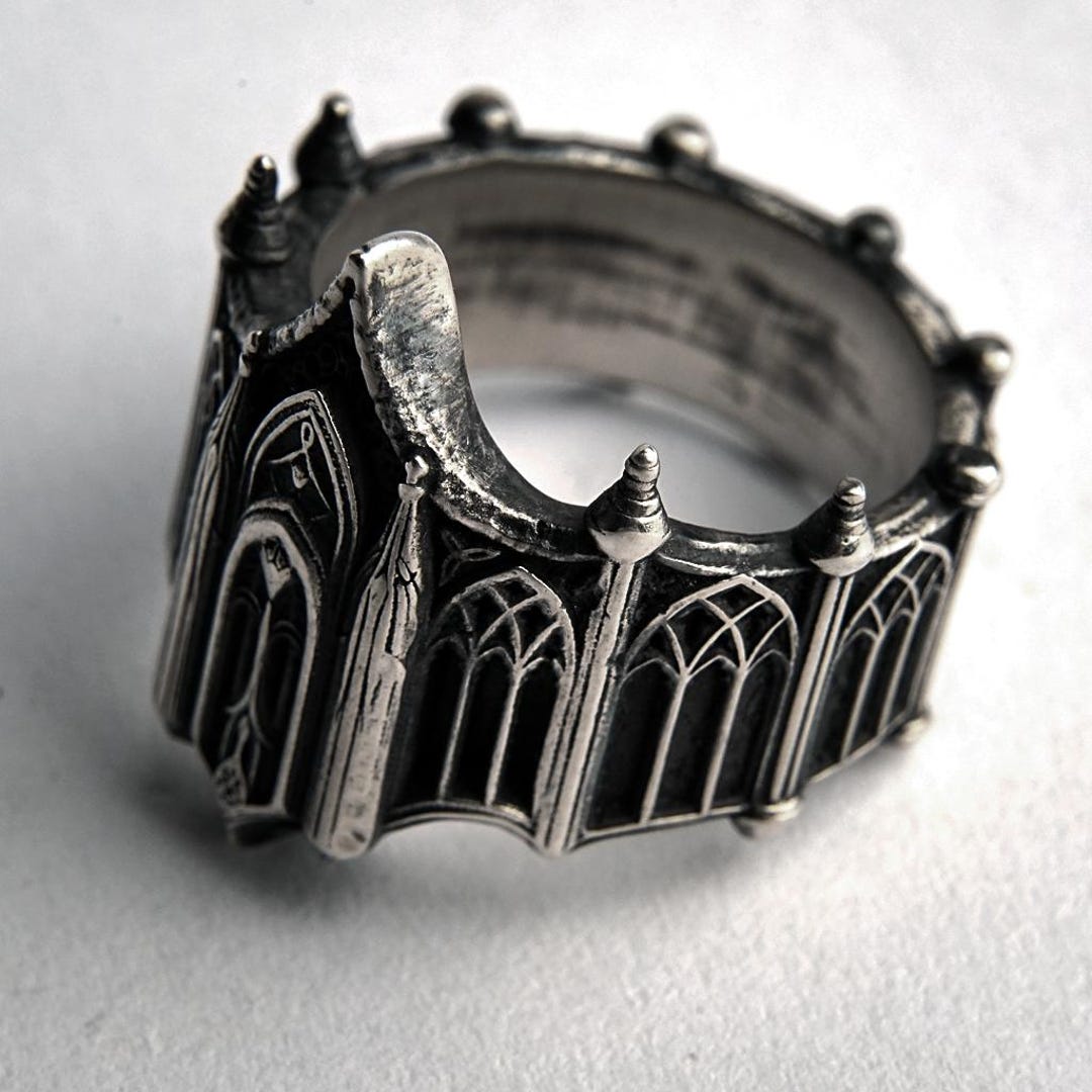 Echoes of the Past-church Ring 925 Sterling Silver Handmade Gothic ...