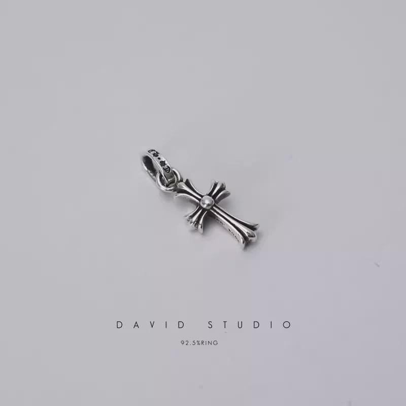 Mini Cross Charm Pendant 925 Sterling Silver Jewelry Handmade Biker Punk Rock Good Idea Gift For Couple