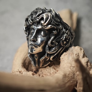 Adonis, the God of Plants II ——Adonis Gothic Silver Ring – Mythical Handmade Statement Piece