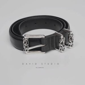 Gothic 3pc roller buckle cowhide leather belt