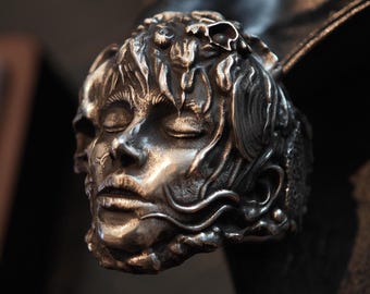 Flying Dutchman Gothic Ring – Double Face Deep Sea Curse Silver Jewelry
