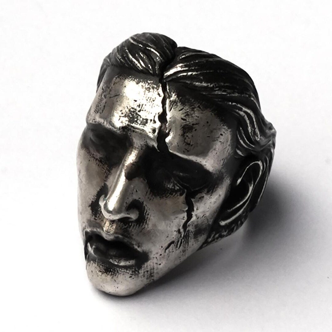 Sterling Silver Broken Face Ring: Gothic Soul Jewelry - Etsy