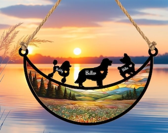 Custom Dog Suncatcher – Moon & Daisy Pet Memorial, Personalized Gift