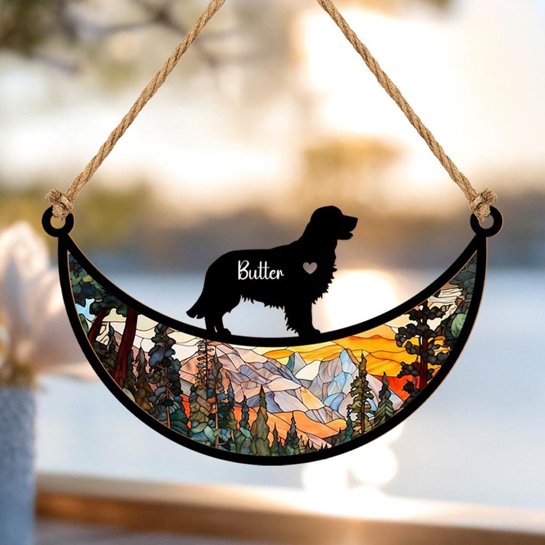 Personalized Dog Memorial Suncatcher – Rainbow Bridge Pet Loss Ornament ...