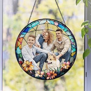 Custom Stained Glass Photo Suncatcher, Personalized Family Portrait Window Hanging, Unique Picture Gift image 18