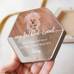 Custom Pet Memorial Photo Keepsake Box – Personalized Dog Loss Memory Gift with Pet Picture, Fur Holder, Sympathy Tribute Display