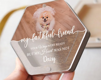 Custom Pet Memorial Photo Keepsake Box – Personalized Dog Loss Memory Gift with Pet Picture, Fur Holder, Sympathy Tribute Display