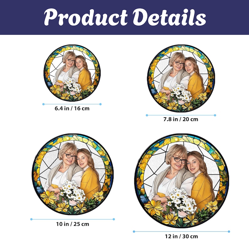 Custom Stained Glass Photo Suncatcher, Personalized Family Portrait Window Hanging, Unique Picture Gift image 19