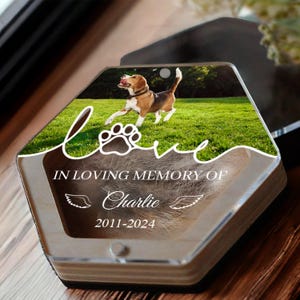 Personalized Dog Memorial Keepsake Box – Custom Pet Photo Gift, Fur & Ash Holder, Pet Loss Sympathy Gift, Remembrance Box for Dog Lovers