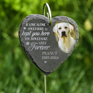 Engraved Pet Memorial Garden Stone – Personalized Dog Loss Gift with Photo & Stake, Custom Pet Memorial Sign for Garden Tribute