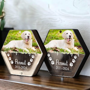 Custom Pet Memorial Photo Keepsake Box – Personalized Dog Loss Gift with Picture, Name & Dates, Fur Holder, Pet Remembrance Gift for Owners