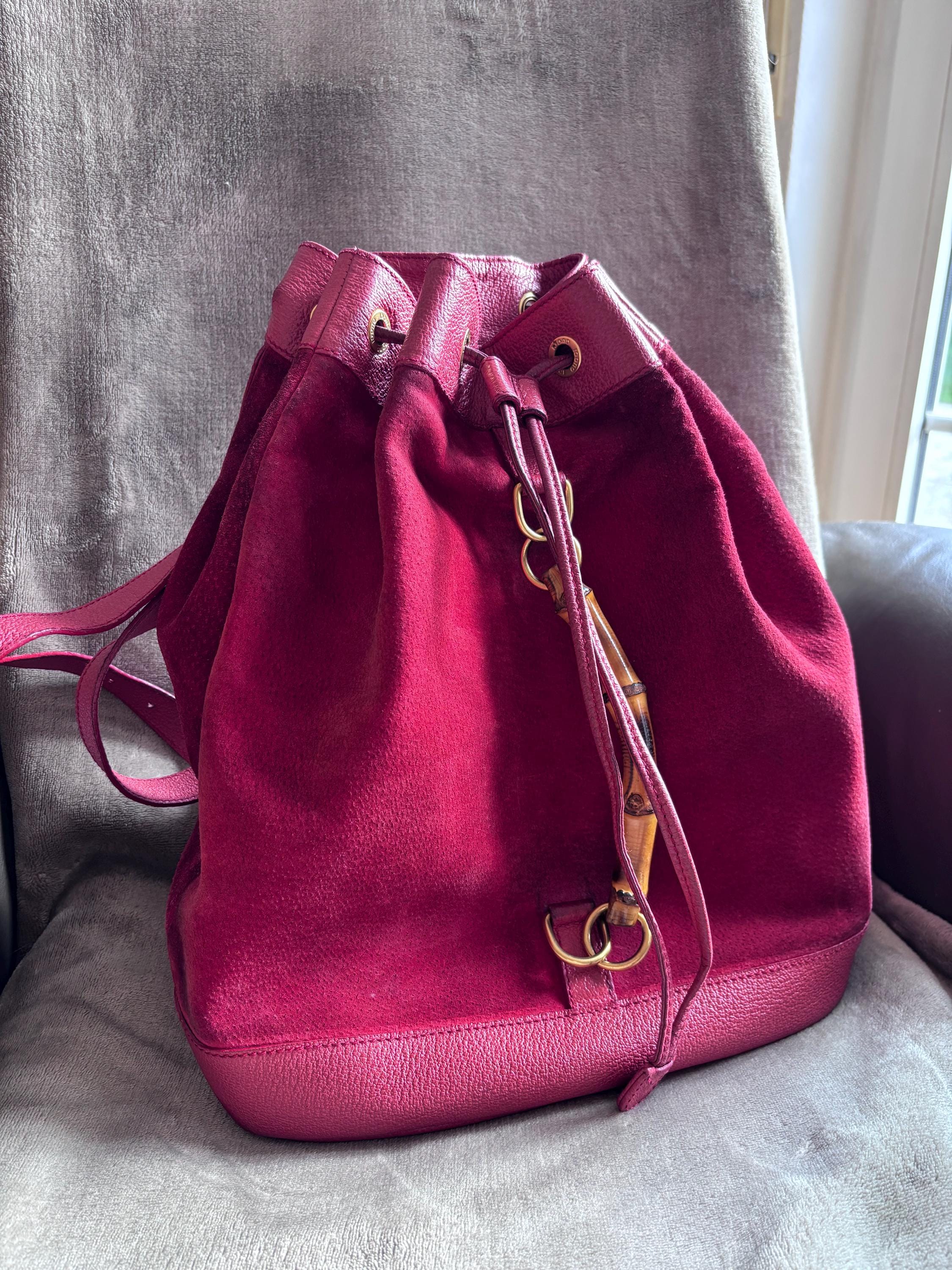 Vintage Gucci Backpack, Bamboo Leather - Etsy Australia