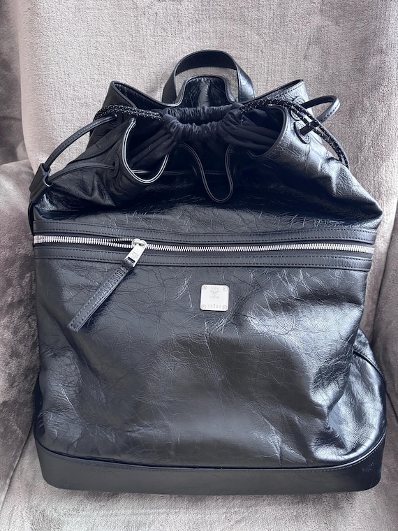 MCM Black drawstring Backpack Rücksack Leder - image 1