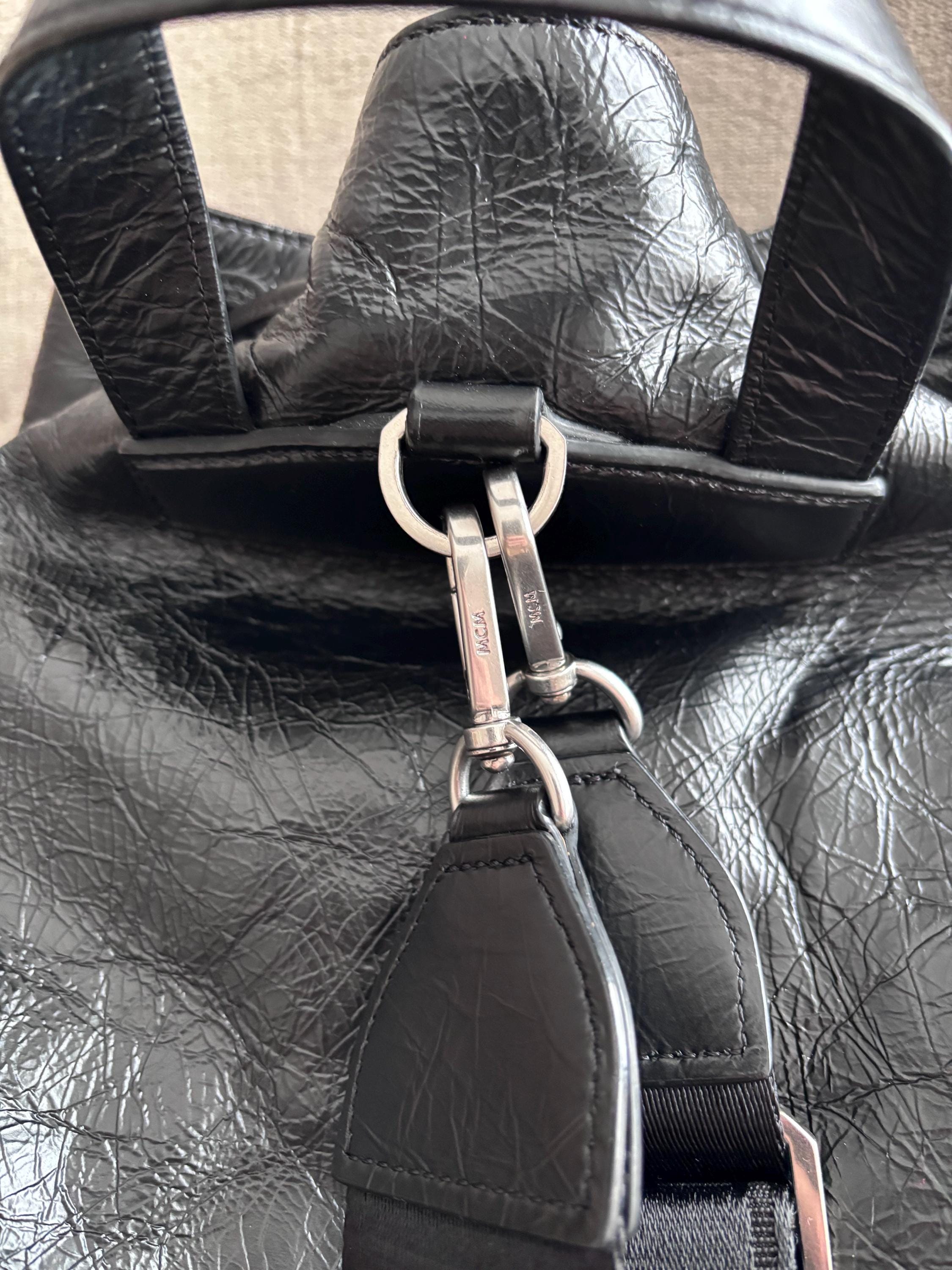 Vintage MCM Black Drawstring Backpack Leather - Etsy
