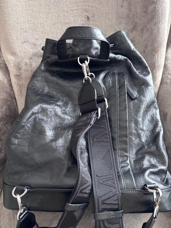 MCM Black drawstring Backpack Rücksack Leder - image 6
