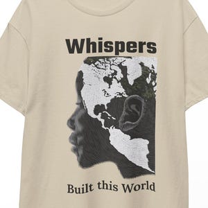 Flüstern Sie tragen Kontinente T-Shirt | Afro-Diasporic Map Art Tee | Erde hören Grafik | Unisex Politisches Erbe Shirt