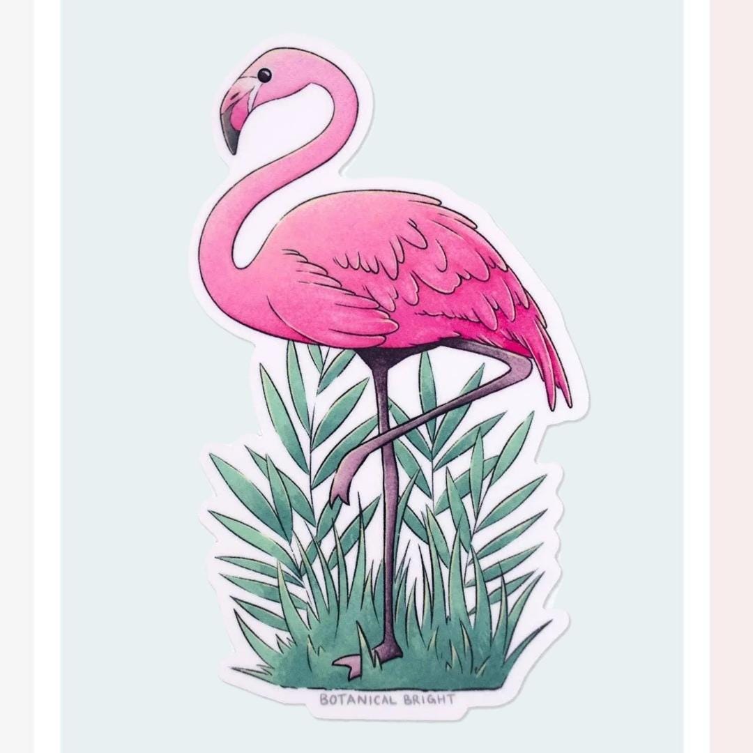 Flamingo Bird Sticker - Waterproof Vinyl Nature & Wildlife Decal ...