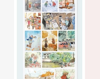 Spring, Summer, Fall, & Winter Season Stickers - Seasons of Joy Sticker Sheet - Stationery and Crafts