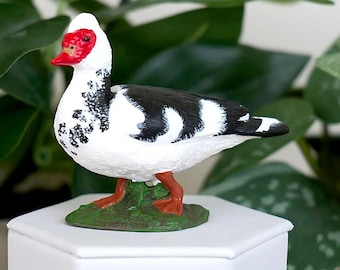 Muscovy Duck Figurine - Hand Painted Farm Animal Figure - Crafts & Dioramas