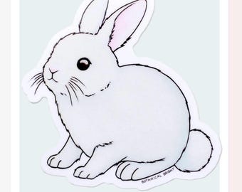 Rabbit Sticker - White Bunny Waterproof Vinyl Decal - Scrapbooks, Planners, and Crafts