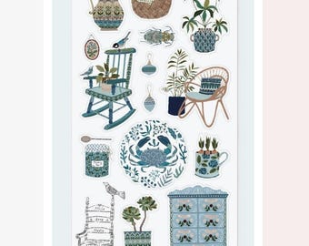 Coastal Decor Stickers - Beach, Nautical, & Seaside Sticker Sheet - Scrapbooks, Crafts, Stationery, and Journals