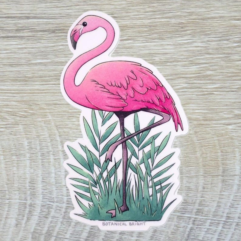 Flamingo Bird Sticker - Waterproof Vinyl Nature & Wildlife Decal ...