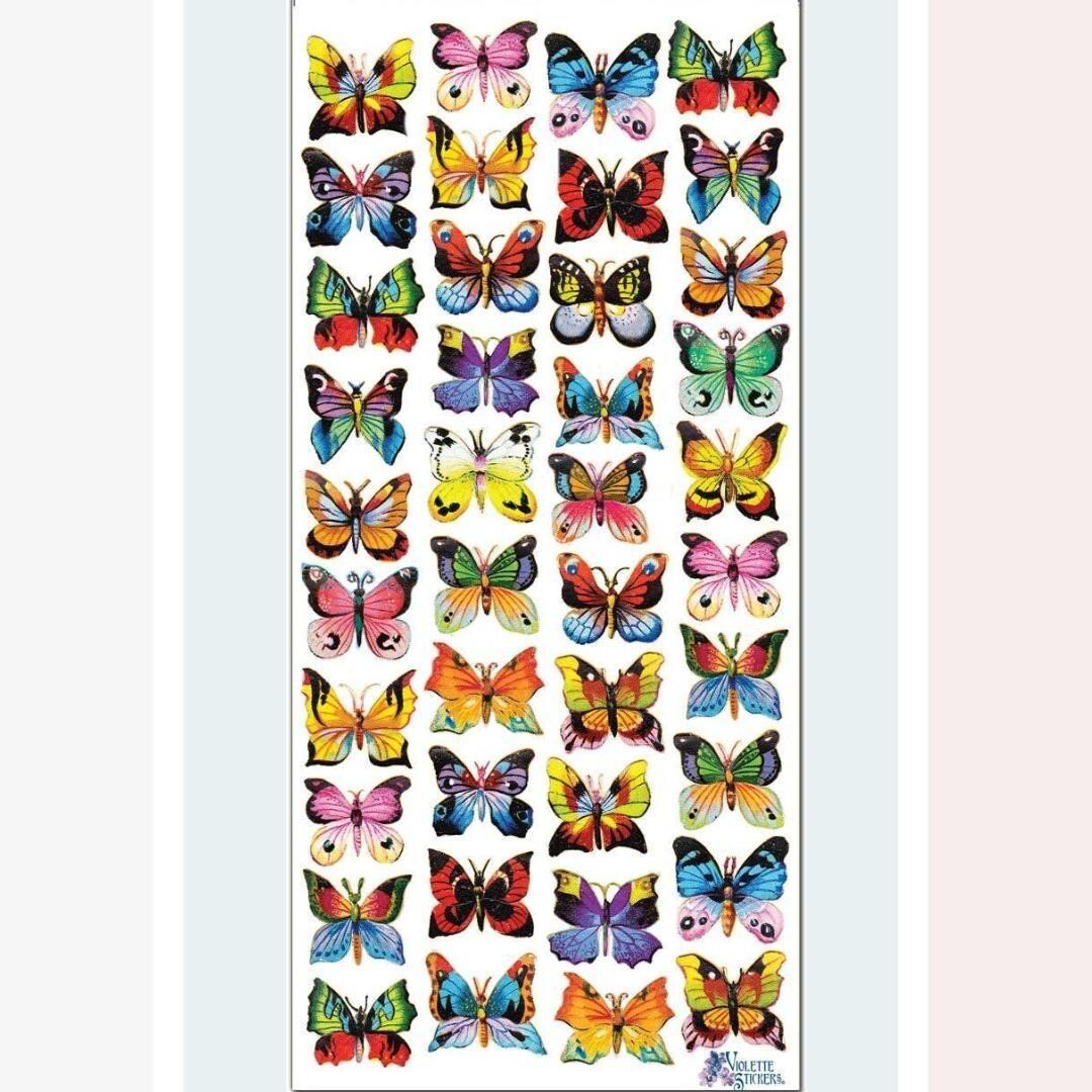 Butterfly Stickers - Colorful Painted Butterflies Sticker Sheet ...